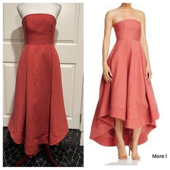 C/MEO COLLECTIVE WE WOKE UP HIGH/LOW STRAPLESS DRESS IN ROSEWOOD - Picture 2 of 9